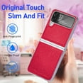 thumbnail image 3 of Dteck for Samsung Galaxy Z Flip 4 5G Case, PU Leather + Hard PC Shell Ultra Thin Slim Durable Protective Phone Case Cover for Samsung Galaxy Z Flip 4 5G 2022, Red, 3 of 7