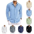 thumbnail image 3 of Men's Linen Shirts Casual Long Sleeve Wrinkle Free Button Down Shirts for Men Loose Fit Beach Summer Wedding Shirt, 3 of 4