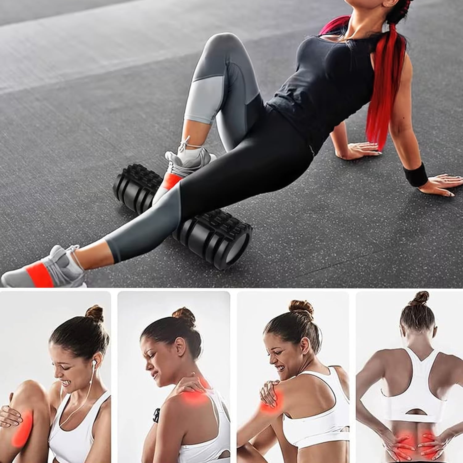 FIXPARTS Strong Foam Roller,13×5.5" Pilates Back Roller for Back and Leg Pain,Muscle,Kinks（Black）