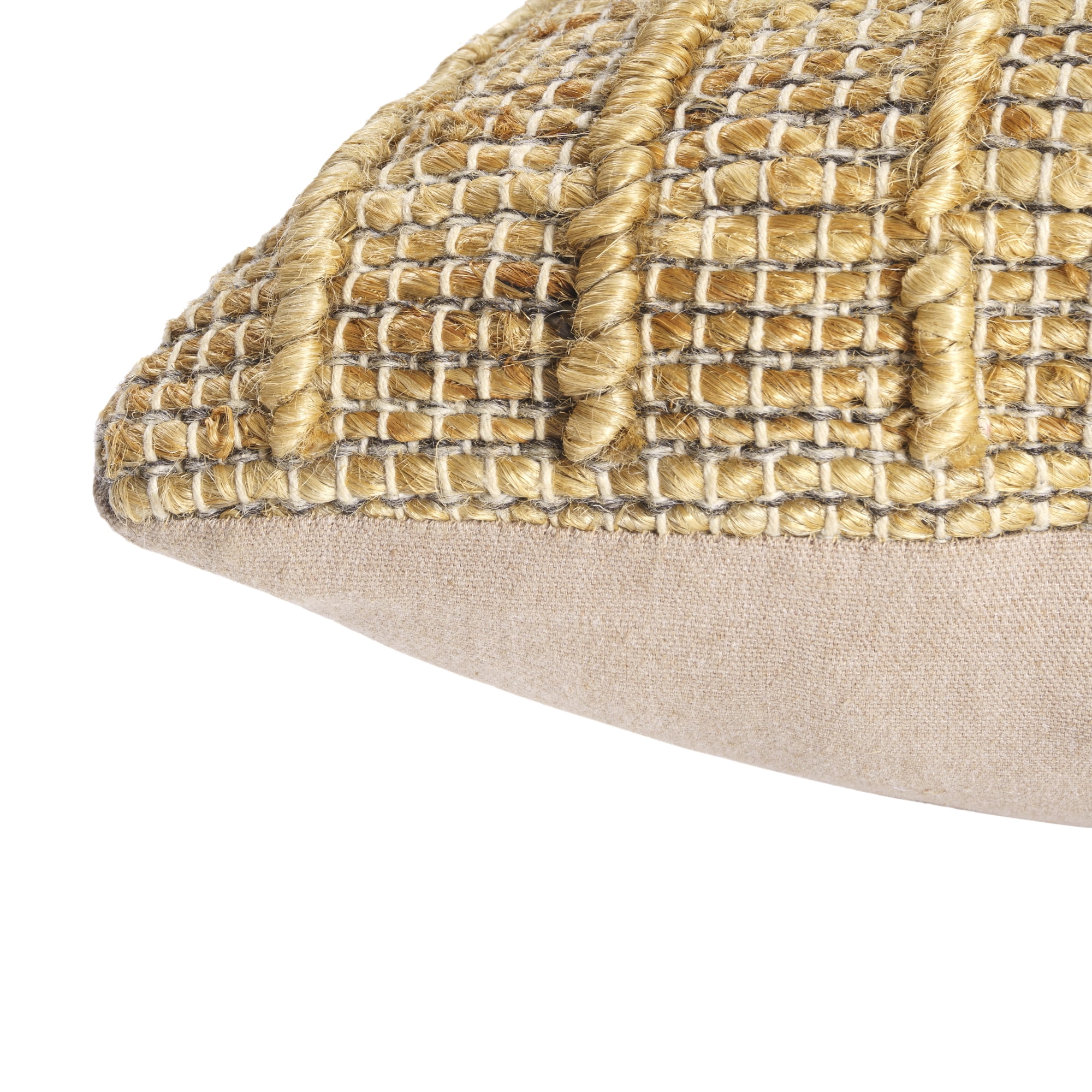 Ox Bay Nel 22" x 22" Natural Striped Geometric Jute Adult Decorative Down-Alternative Throw Pillow