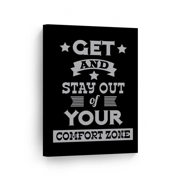 Smile Art Design Get and Stay Out of Your Comfort Zone Retro Style Lettering Motivational Canvas Wall Art Inspirational Wall Art Entrepreneur Quote Print Office Decor Artwork Gift Ready to Hang 12x8