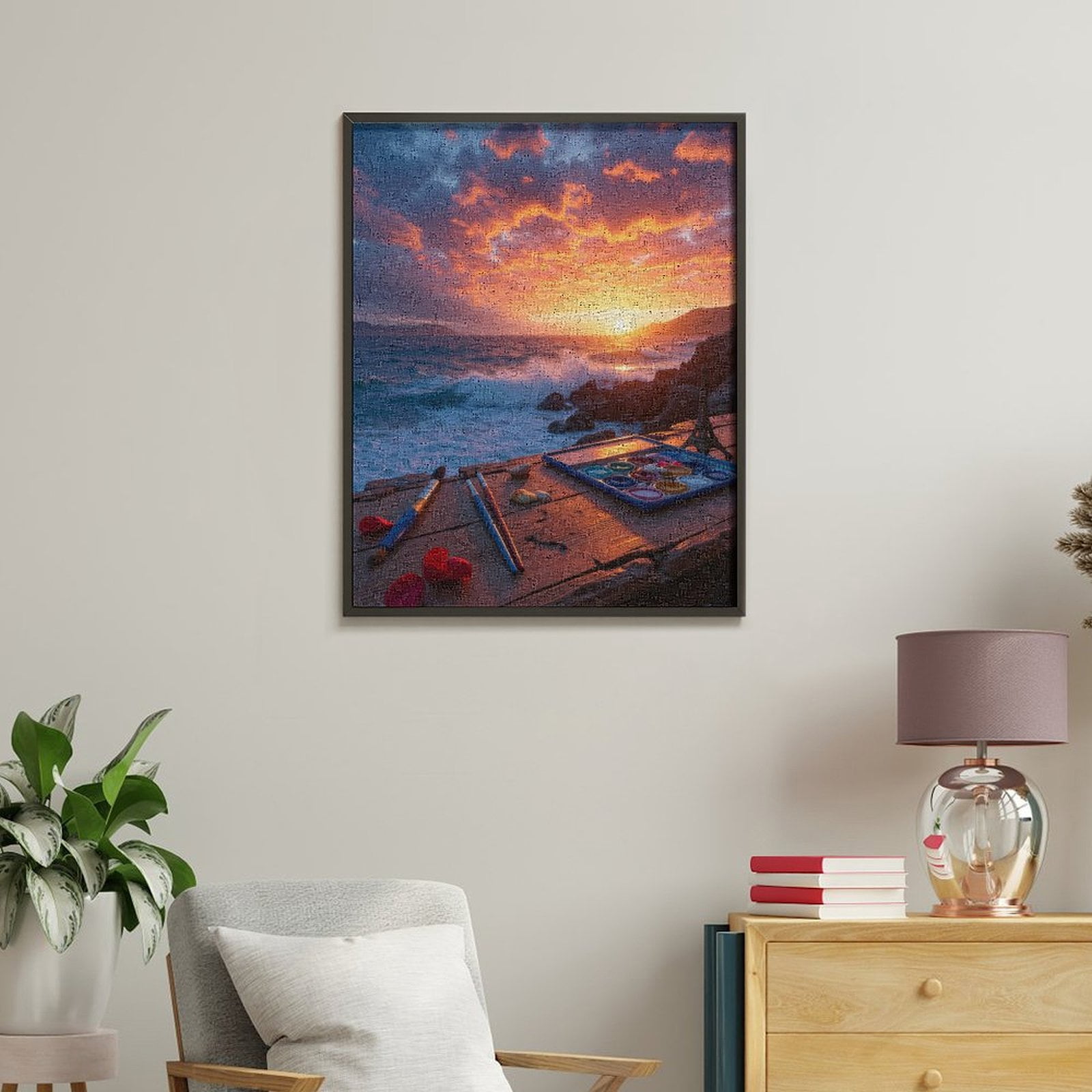 Paint By Numbers Kit for Adults Beginner - Sunset Ocean Art Supplies Beach DIY Canvas Painting Kits for Adults, Frameless Paint By Number for Adults for Home Wall Decor 16x20 Inch