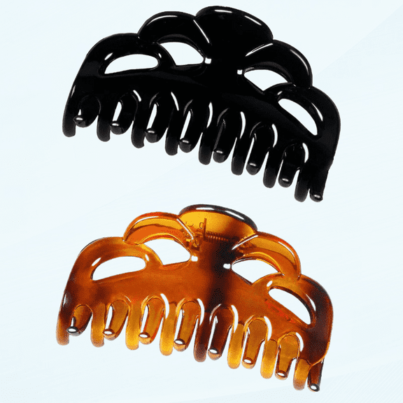 Medium Hair Claw Clips for Women Fine Hair Plastic Claw Clamps Clips in Set (Arc-Black Brownish Red-M)
