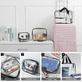 thumbnail image 5 of 3Pcs Crystal Clear PVC Travel Toiletry Bag Kit for Women Men, Waterproof Vinyl Organizer Makeup Bags with Zipper Handle Straps, Cosmetic Bag Pouch Carry on Airport Airline Compliant Bag Handbag, 5 of 10