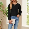 thumbnail image 2 of Jewelreauty Women's Round Neck Pullover Tops Long Sleeve Solid Color Comfort Shirts Fashion Loose Casual Blouses (L, Black), 2 of 7