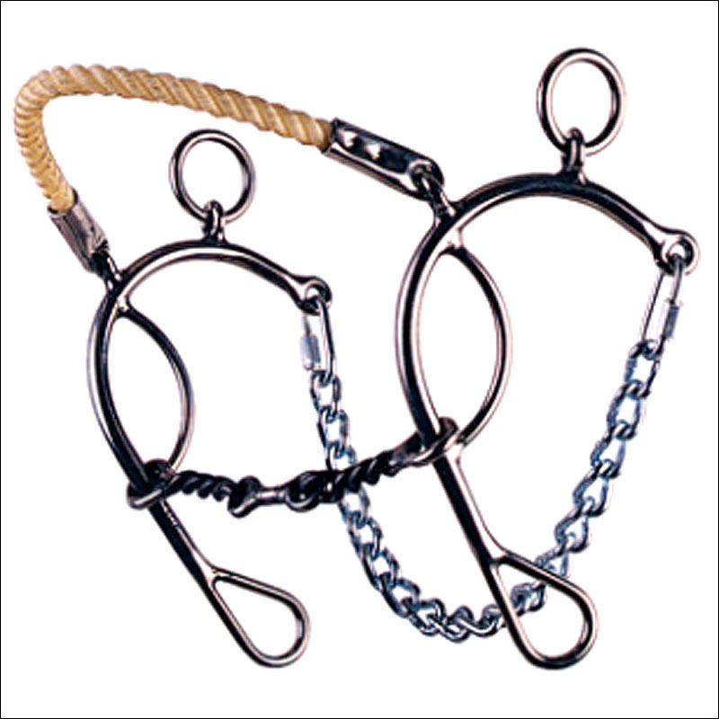 REINSMAN SHORT SHANK ROPE NOSE HACKAMORE HORSE BIT TWISTED WIRE DOG