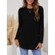 thumbnail image 4 of Camiseta de Mujer Jumpingount Color Sólido Botón Casual Cuello Manga Larga Otoño Negro S, 4 of 6