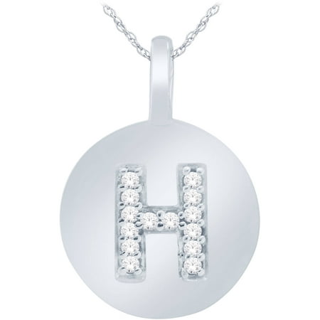 Diamond Accent 14kt White Gold Initial H Alphabet Letter Pendant, 18 Chain