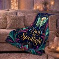 thumbnail image 6 of Own Spotlight Luna Moth Celestial Art, Cozy Typography Art Scene, Warm Flannel Blanket for Living Room and Reading Nook, Art Lovers Housewarming Gift, Fantasy Home Decor, 6 of 9