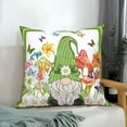 thumbnail image 4 of Spring Gnome Pillow Covers Set of 2, Green Throw Pillow Covers Outdoor Decorations Flowers and Butterflies Pillowcase Farmhouse Cushion Case for Home Yard, 18inx18in, 4 of 5