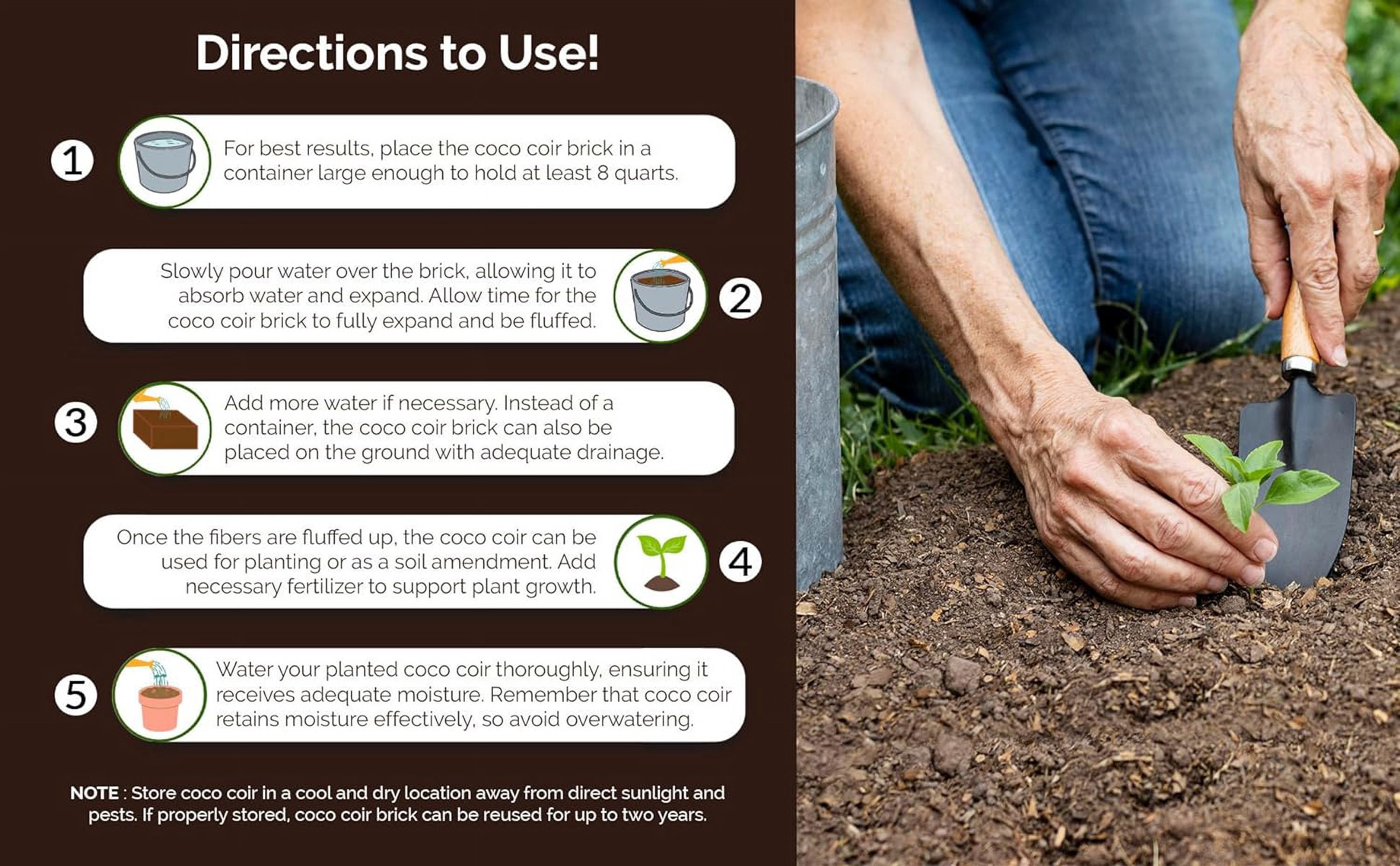 Easy Use Coco Coir Organic Top Soil for Indoor/Outdoor Plants; 4 Bricks Expands to 10 Gallons, Excellent Aeration, Reduces Weed Growth, and Retains Water (4)