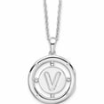 thumbnail image 1 of Sterling Silver Rh Plated White Ice Diamond Initial V Necklace (20 X 19) Made In India -Jewelry By Sweet Pea, 1 of 9