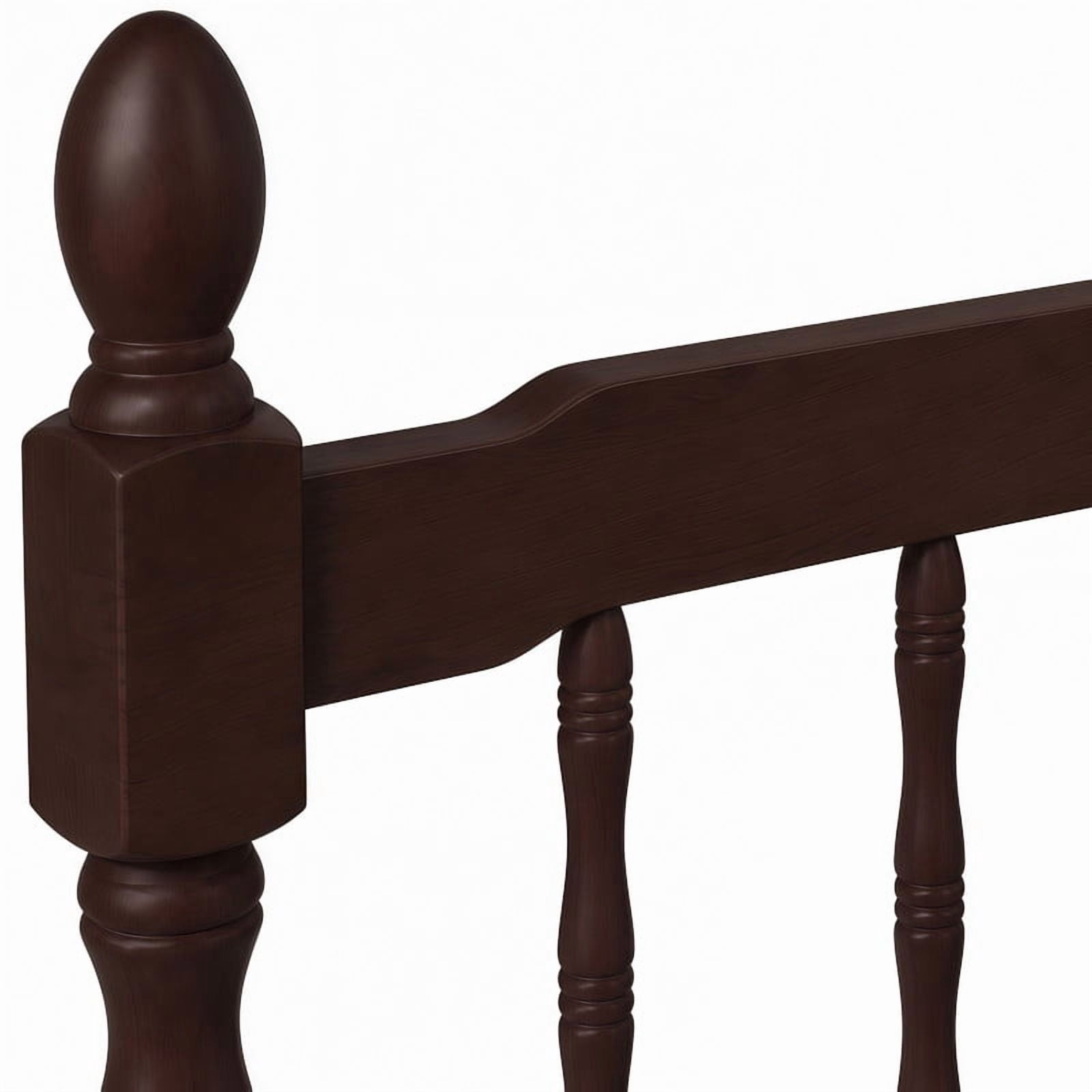 Euroco Wood Twin Size Platform Bed Frame, Classic Farmhouse Bed Frame with Spindle Headboard, Dark Walnut