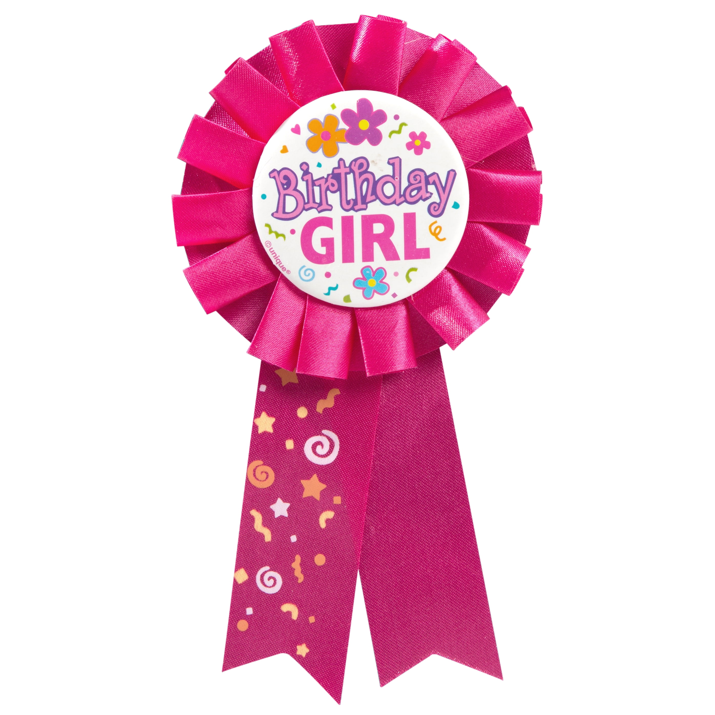Birthday Girl Award Badge, Hot Pink, 1ct