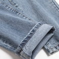 thumbnail image 5 of Men's Distressed Denim Pants Buckle Wash Jeans with Pockets Casual Straight Leg Trousers without Belt, 5 of 9