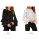 thumbnail image 5 of Blusa de manga larga con cuello redondo para mujer Camisa con volantes con estampado de puntos para niñas Monstrate FS10925-01, 5 of 7