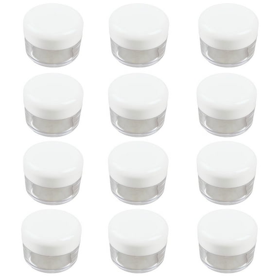 BIN BUDDY 12 Pc Jars | White Screw-On Lids | 25 ml Polystyrene | Clear Bottoms | Ideal for Jewelry, Crafts, Sorting
