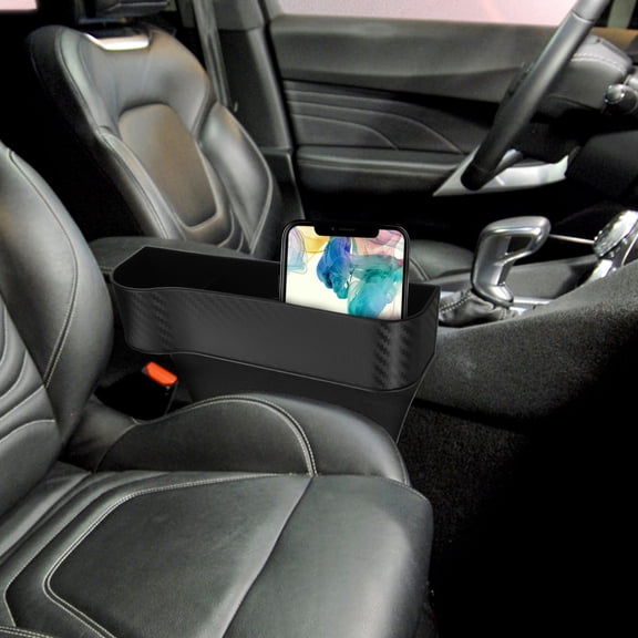 PTOOTP 2-Pack Black Plastic Car Seat Gap Storage Boxes Organizer for Vehicle Interior Accessories and Small Item Holder