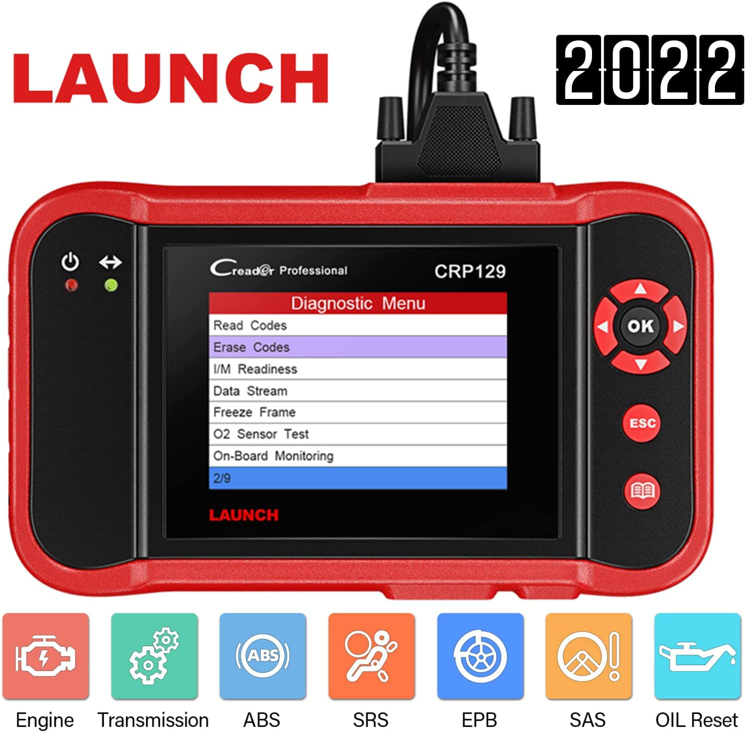Launch CRP129 OBD2 Scanner Auto Code Reader ABS Airbag Engine Transmission Diagnostic Scan tool and EPB SAS Oil Service Light Resets with TPMS Activation Tool 