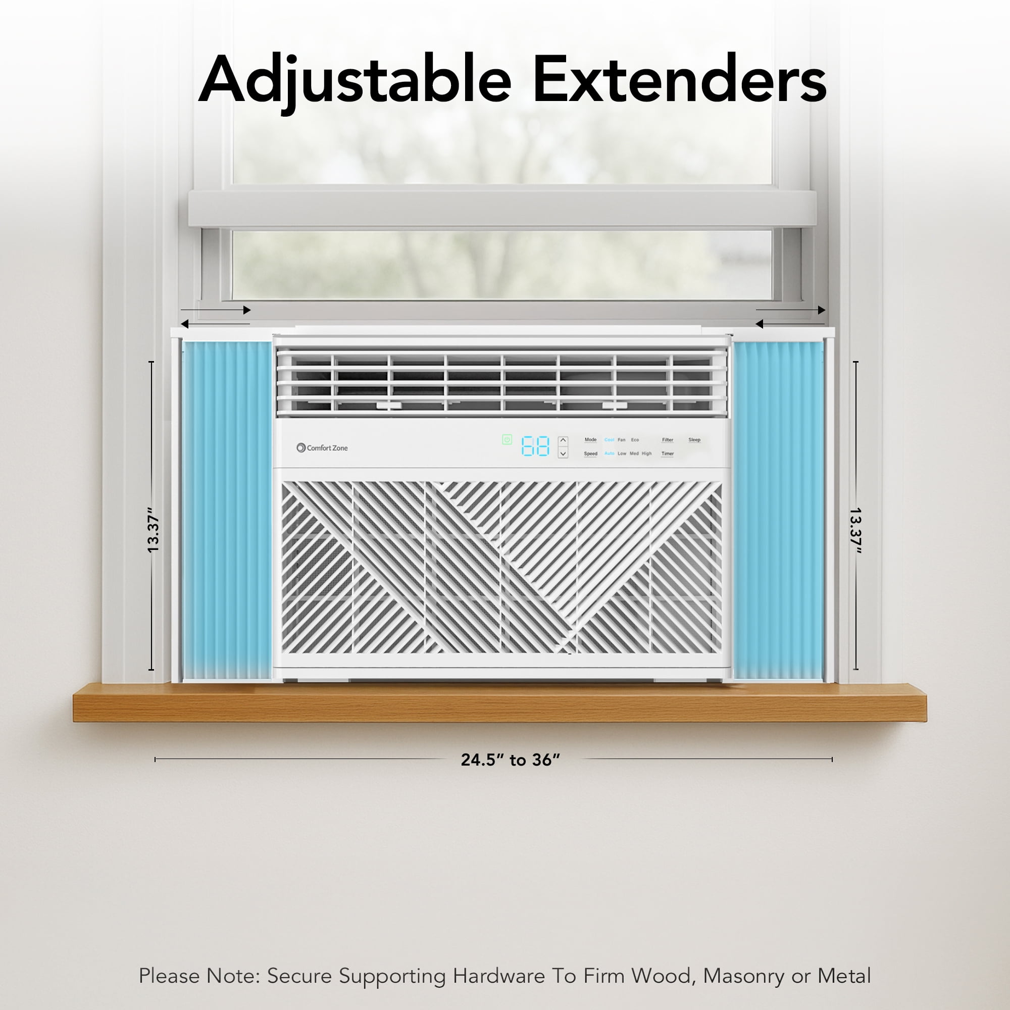Comfort Zone 8,000 BTU Window Air Conditioner, Smart Wi-Fi Enabled, 4-Speed Settings, ECO Mode & Remote, White