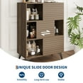 thumbnail image 5 of TEQIN 3-Tier Display Storage Cabinet Stand, Modern Accent Cabinet,43.3" Tall  Buffet Display Stand with Strong Legs for Living Room, Dining Room, Kitchen, Hallway, 5 of 8