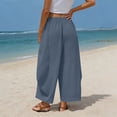 thumbnail image 4 of Women Palazzo Boho Pants Casual Loose Elastic Waist Harem Pant Summer Beach Travel Baggy Slacks, 4 of 6