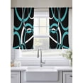 thumbnail image 6 of Turquoise Geometric Semi Sheer Curtains 45 Inch Length 2 Panels Set, Modern Abstract Aesthetic Striped Art Sheer Kitchen Curtain Privacy Voile Window Curtain for Living Room Bedroom Rod Pocket Drapes, 6 of 7