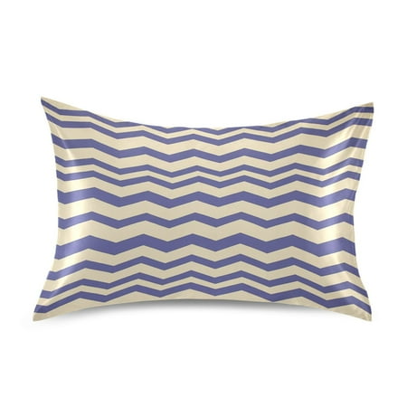 Purple and White Zigzag Standard Size Satin Pillowcase 20''x26'' Double-Sided Print Soft Wrinkle Resistant