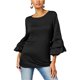 thumbnail image 1 of INC Blusa de punto con mangas escalonadas para mujer, negro, mediano I-N-C Tejer, 1 of 1
