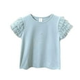 thumbnail image 1 of Zecgelong Robe d'Été pour Bébé Fille Col Rond Douce en Maille Manches Volantées Haut T-Shirt à Manches Courtes T-Shirts Graphiques pour Filles Taille 3-4 Ans, 1 of 2