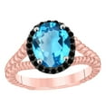thumbnail image 1 of AoneJewelry Black Diamond Blue Topaz Ring In 10K Solid Rose, White & Yellow Gold, 1 of 4