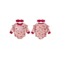 thumbnail image 2 of BemeyourBBs Newborn Baby Girl Valentines Day Outfits Daddy's Little Valentine Gingham Plaid Smocked Bubble Romepr Heart Letters Embroidery Bodysuit with Headband Cute Infant Spring Clothes, 2 of 9