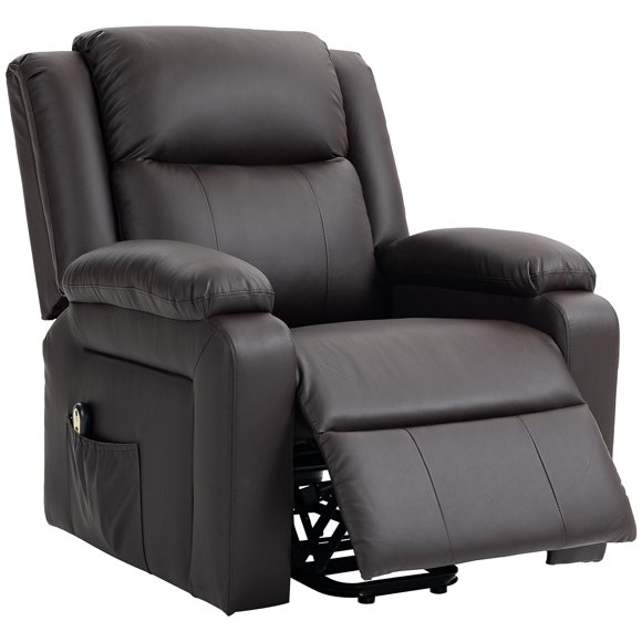 CoSoTower Lift Chair for Seniors, PU Leather Upholstered Electric Recliner Chair with Remote, Side Pockets, Quick Assembly, Brown