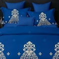 thumbnail image 3 of Shatex  3 piece Microfiber  Bedding Comforter Set Navy Blue King Medallion, Textured, Novelty 3 Piece Western, Glam, Modern & Contemporary, 3 of 5