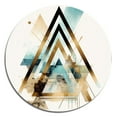 thumbnail image 3 of Designart "Boho Greens Triangular Intrigue I" Modern Geometric Metal Round Wall Art, 3 of 5