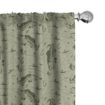 Ambesonne Fishing Window Curtains, Fisherman Boat and Trouts, Each 28" W x 95" L, Dusk Army Green
