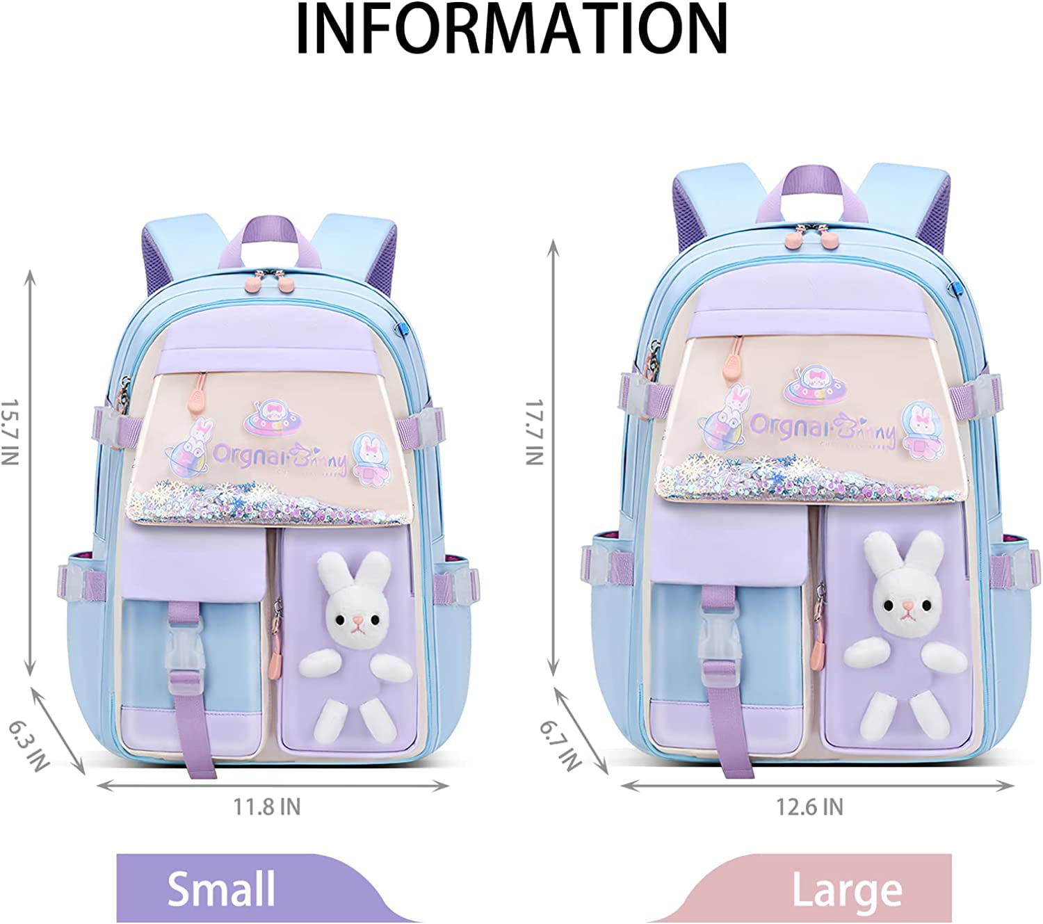 Yuanbang New Children Rabbit Baby Bag with Ears Backpack School Bags Cute Bunny Backpacks Animals Girls Kids Backpack Kindergarten(Blue), Infant
