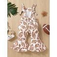 thumbnail image 3 of Bagilaanoe Toddler Baby Girl Jumpsuit Sleeveless Football Print Romper Overalls 6M 12M 18M 24M 3T 4T Kids Long Flared Pants Casual Outfits, 3 of 9