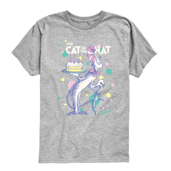 The Cat in the Hat - Cat Birthday Cake - Youth Boys Short Sleeve Graphic T-Shirt