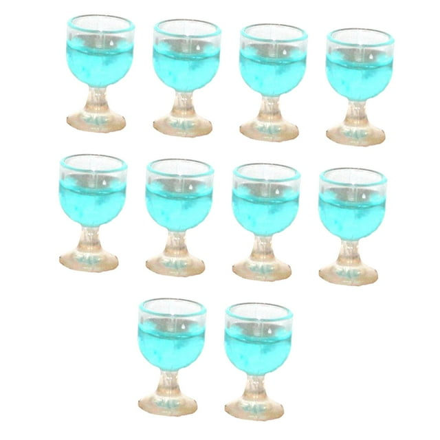Copas de vino en miniatura Hugo para casa de muñecas Accesorios de cocina 10 Azul claro