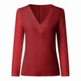 thumbnail image 4 of Floenr Women's Plus Size Tops,Large Size Women Lace Solid Splicing Long Sleeve Slim Blouse V-Neck Tops Shirt, 4 of 5