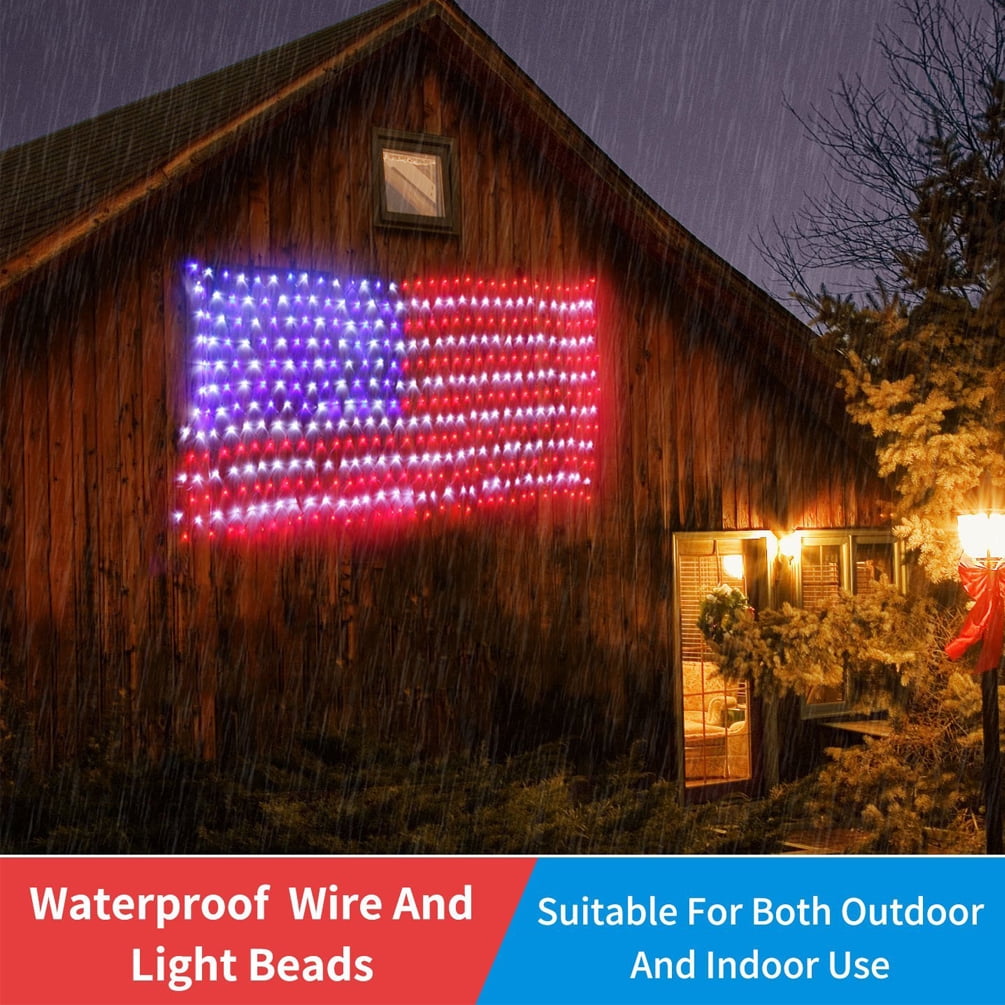 420LED American Flag Net Lights, 4th of July Independence Day Decoration