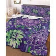 thumbnail image 2 of Purple Green Flowers Summer Quilt Set King Size, Soft Microfiber Quilted Bedding Set with 2 Pillow Shams, Watercolor Vintage Botanical Lightweight All Season Bedspread Coverlet for Bedroom 96"x106", 2 of 6