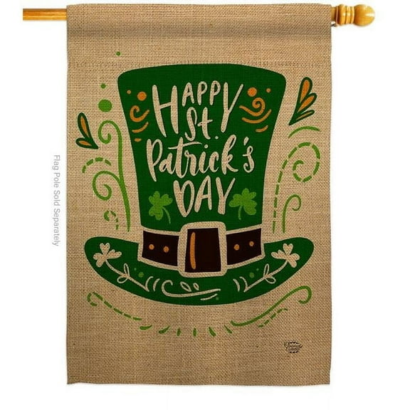 Ornament Collection H192304-BO St Pat Hat Springtime Double-Sided Garden Decorative House Flag, Multi Color