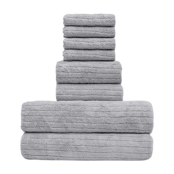Mauxuk Premium Soft Bath Towel Set - 8-Piece Luxury Velvet Towels, Ultra Absorbent & Quick-Dry, Reinforced Stitching, Includes 4 Square Towels, 2 Bath Towels, 2 Washcloths
