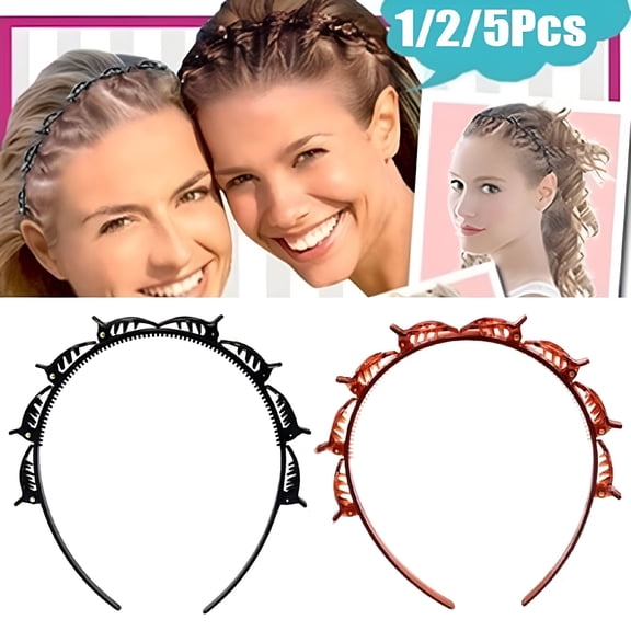 TUWAFE Braided Headband Hair Accessories Double-bangs Hairstyle Hairpin Alligator Clip Headband