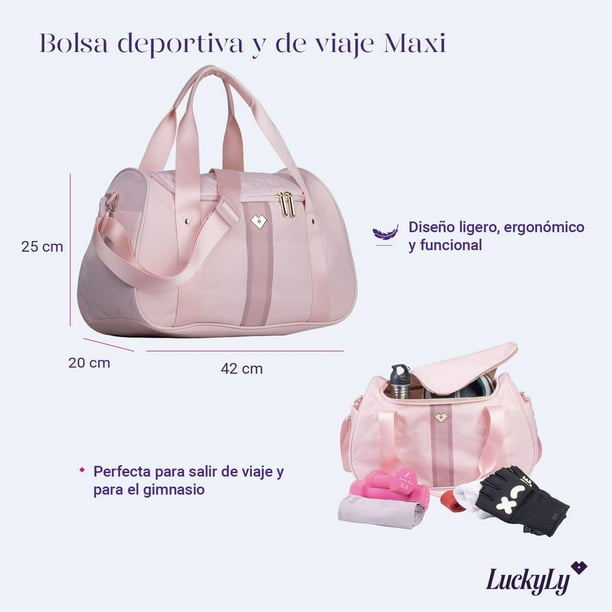 Maleta Deportiva para Mujer y de Viaje LuckyLy con Multiples Compartimentos y Ligera Modelo Maxi rosa UNITALLA LuckyLy Maleta Deportiva para Mujer de Moda Walmart en linea