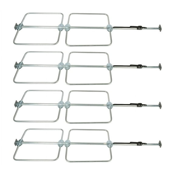 (4 Pack) Cargo Load Lock Bar Kit - Steel Ratcheting 89"-105" w/ Bolt-On Hoop Set 1" Round