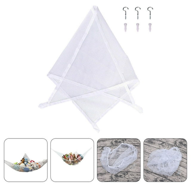 OULII Hamac en Maille de Rangement pour Jouets pour Chambre d'Enfant Support de Jouets en Gaze Blanche Installation Facile Filet de Rangement Mural pour Usage Domestique 1 Pce