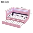 thumbnail image 5 of Generic Upholstered Full Size Platform Bed with USB Ports and LED Belt, With Trundle, Pink, 5 of 9